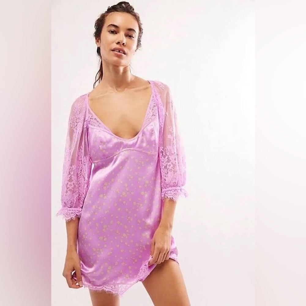 Free People About That Mini Dress At In Iris Combo size Small